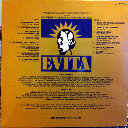 Andrew Lloyd Webber, Tim Rice : Evita Premiere Australian Cast Recording (Excerpts From The Australian Production) (LP, Album, Gat)