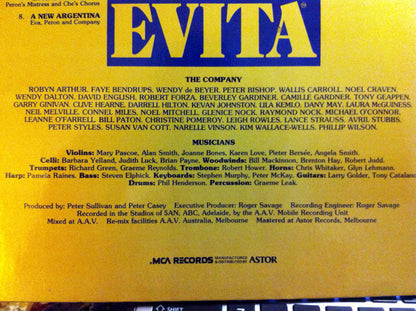 Andrew Lloyd Webber, Tim Rice : Evita Premiere Australian Cast Recording (Excerpts From The Australian Production) (LP, Album, Gat)