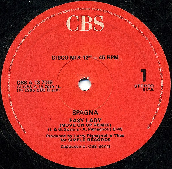 Spagna* : Easy Lady (Move On Up Remix) (12")