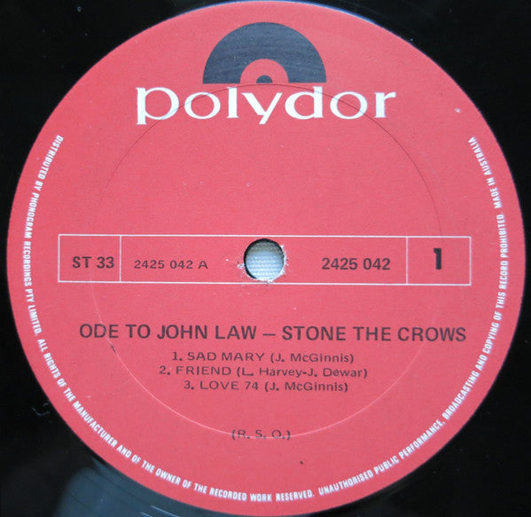 Stone The Crows : Ode To John Law (LP, Album)