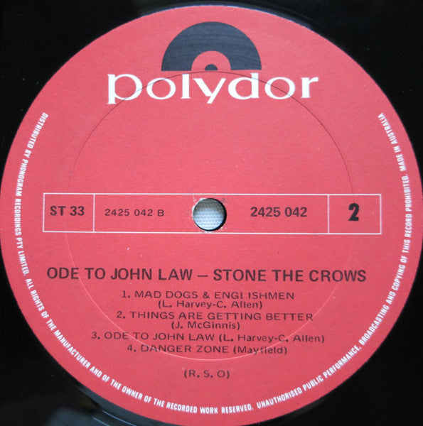 Stone The Crows : Ode To John Law (LP, Album)