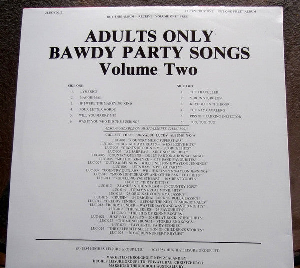 Various : Adults Only - Bawdy Party Songs - Volume Two (LP)