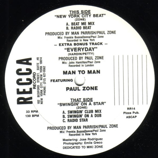 Man To Man*  Featuring Paul Zone : New York City Beat / Swingin' On A Star (12")