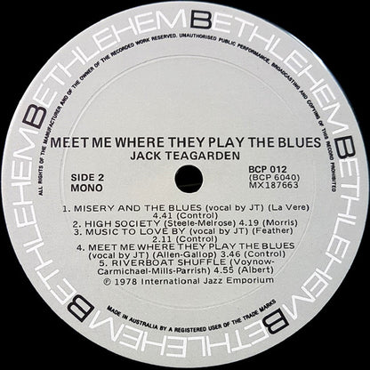Jack Teagarden : Meet Me Where They Play The Blues (LP, Mono)