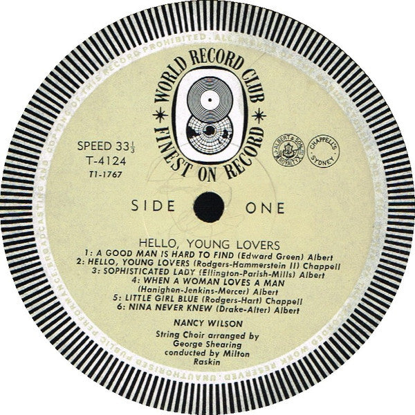 Nancy Wilson : Hello Young Lovers (LP, Album, Mono, Club)