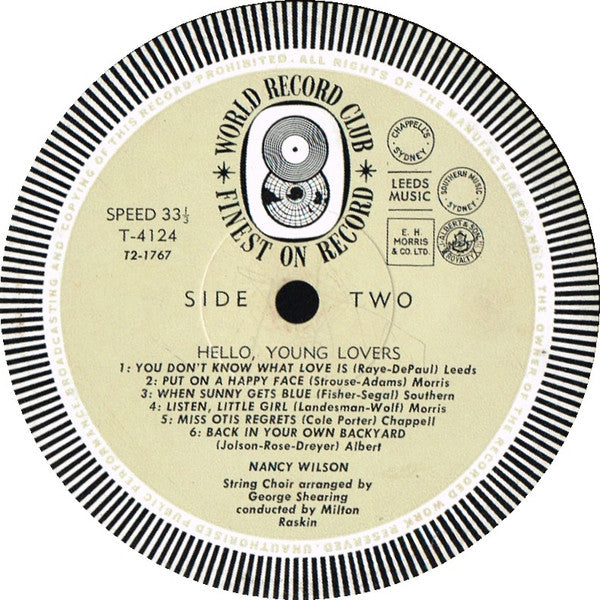 Nancy Wilson : Hello Young Lovers (LP, Album, Mono, Club)