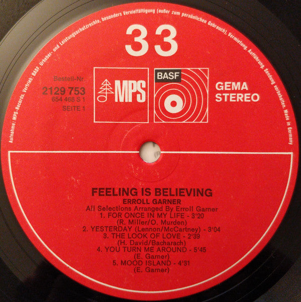 Erroll Garner : Feeling Is Believing (LP, Album, RE)