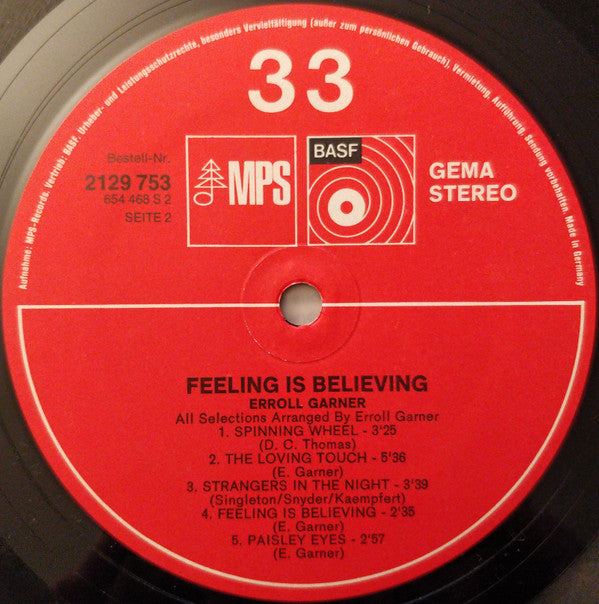 Erroll Garner : Feeling Is Believing (LP, Album, RE)