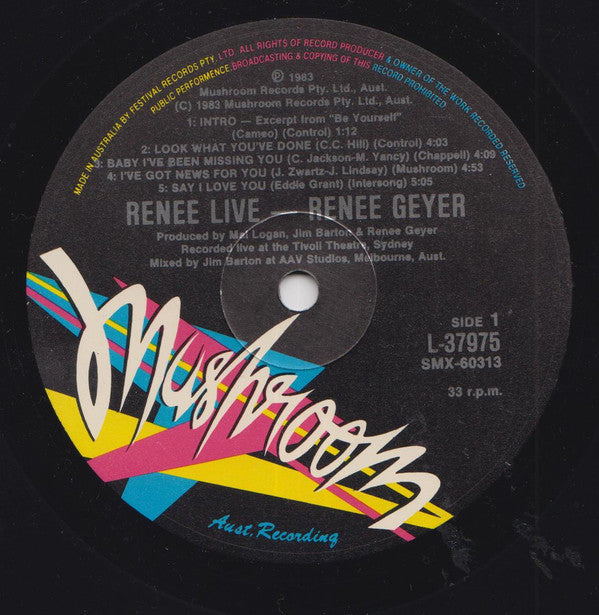 Renee Geyer : Renee Live (LP, Album, Gat)