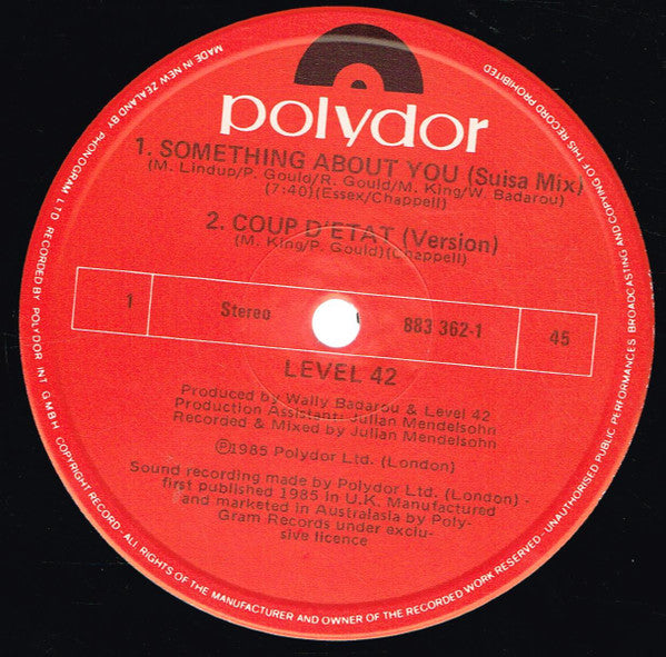 Level 42 : Something About You (Sisa Mix) (12", Maxi)
