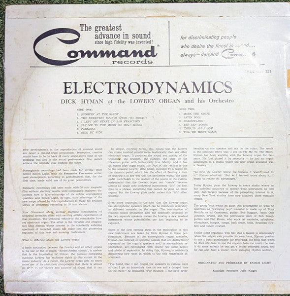 The Dick Hyman Trio : The Dick Hyman Trio (LP, Album)