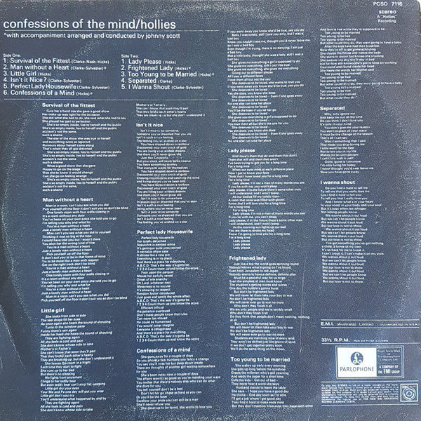 Hollies* : Confessions Of The Mind (LP, Album)