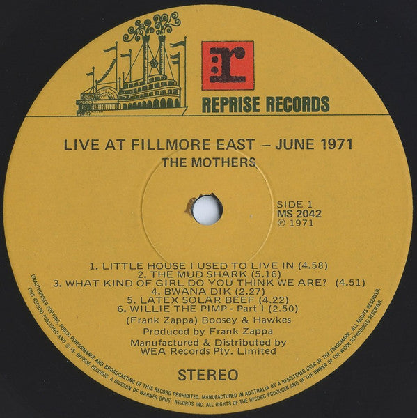 The Mothers : Fillmore East - June 1971 (LP, Album, RE)
