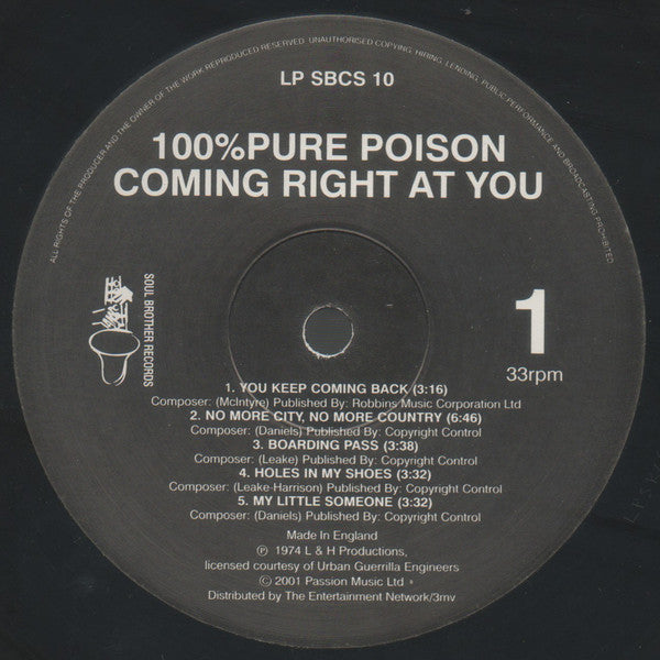 100% Pure Poison : Coming Right At You (LP, Album, RE)