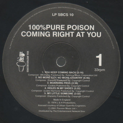 100% Pure Poison : Coming Right At You (LP, Album, RE)