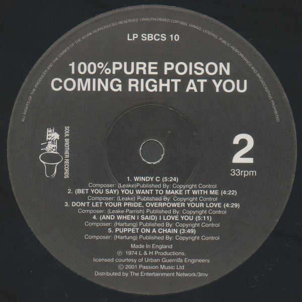 100% Pure Poison : Coming Right At You (LP, Album, RE)