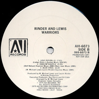 Rinder & Lewis : Warriors (LP, Album, Promo)