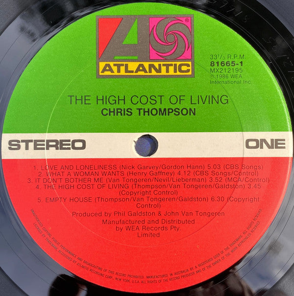 Chris Thompson : The High Cost Of Living (LP, Album)