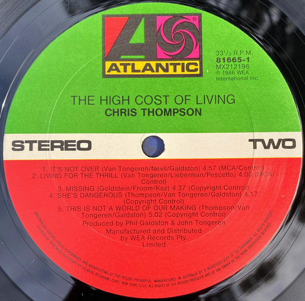 Chris Thompson : The High Cost Of Living (LP, Album)