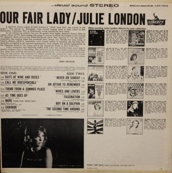 Julie London : Our Fair Lady (LP, Album)
