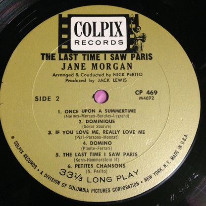 Jane Morgan : The Last Time I Saw Paris (LP, Album, Mono)