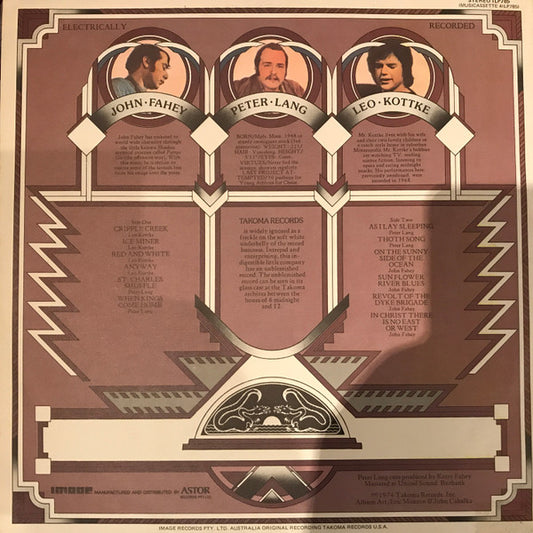 Leo Kottke / Peter Lang / John Fahey : Leo Kottke / Peter Lang / John Fahey (LP, Album)