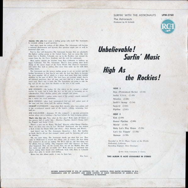 The Astronauts (3) : Surfin' With The Astronauts (LP, Album, Mono)