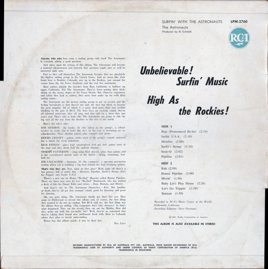 The Astronauts (3) : Surfin' With The Astronauts (LP, Album, Mono)