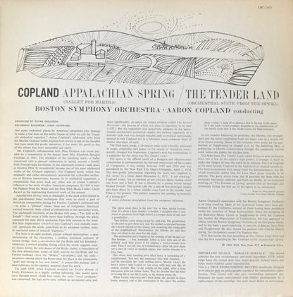 Aaron Copland, Boston Symphony Orchestra : Appalachian Spring / The Tender Land - Suite (LP, RE)