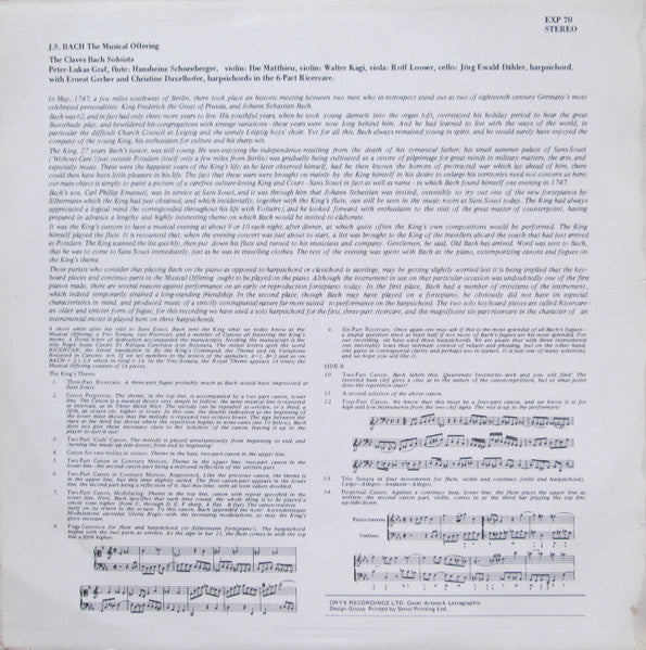 Johann Sebastian Bach - The Claves Bach Soloists : The Musical Offering (LP)