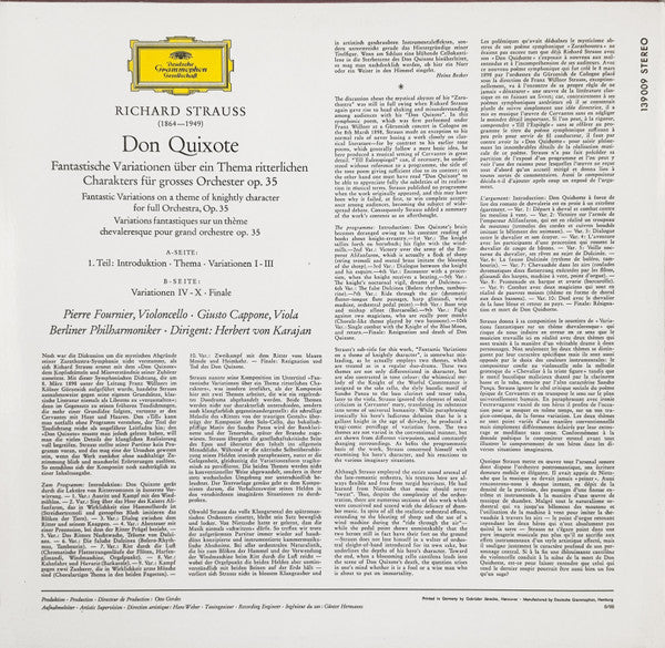 Richard Strauss - Pierre Fournier, Berliner Philharmoniker, Herbert von Karajan : Don Quixote (LP, Album)