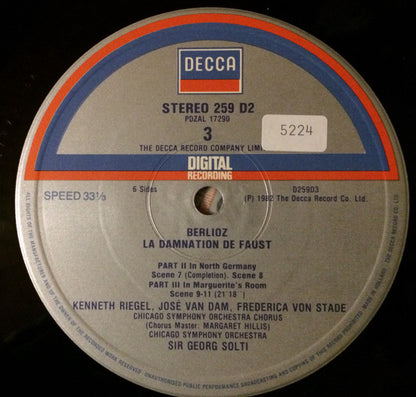 Berlioz*, Sir Georg Solti*, Kenneth Riegel, Frederica von Stade, José van Dam, Malcolm King, Chicago Symphony Orchestra & Chorus* : La Damnation De Faust (3xLP + Box)
