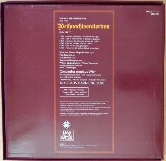 Johann Sebastian Bach - Nikolaus Harnoncourt : Weihnachtsoratorium = Christmas Oratorio = Oratorio de Noël (3xLP + Box)
