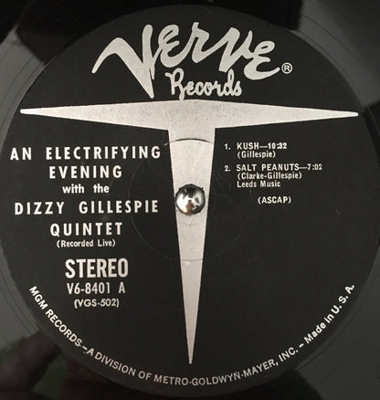 Dizzy Gillespie Quintet : An Electrifying Evening With The Dizzy Gillespie Quintet (LP, Album)