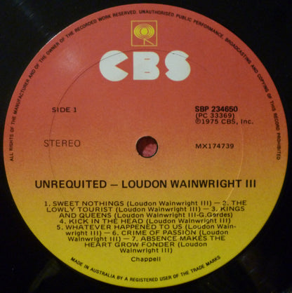 Loudon Wainwright III : Unrequited (LP, Album)