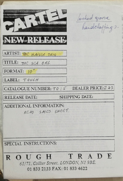 The Hafler Trio : The Sea Org (12", TP)