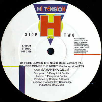 Samantha Gillis* : Don't Tell Me Lies / Here Comes The Night (12")