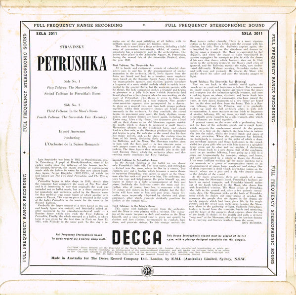Igor Stravinsky, Ernest Ansermet · L'Orchestre De La Suisse Romande : Petrushka (LP, Album)