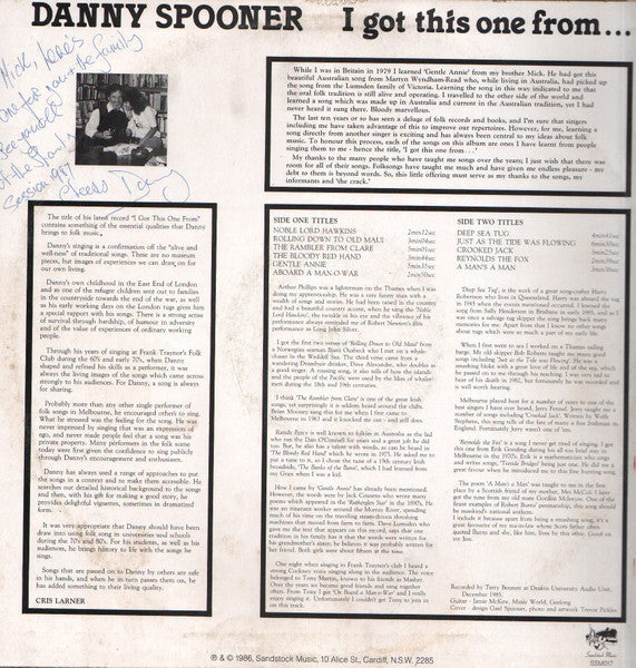 Danny Spooner : I Got This One From..... (LP, Album)