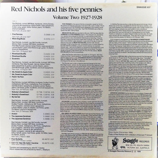Red Nichols And His Five Pennies : Red Nichols And His Five Pennies Volume Two 1927-1928 (LP, Comp, Mono)
