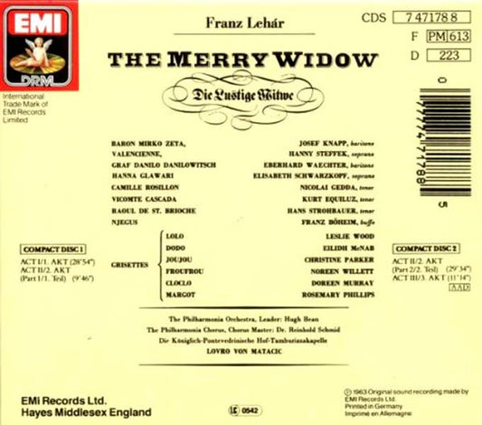 Franz Lehár - Elisabeth Schwarzkopf, Hanny Steffek, Nicolai Gedda, Josef Knapp (2), Eberhard Wächter, Philharmonia Orchestra & Philharmonia Chorus, Lovro Von Matacic : Die Lustige Witwe = The Merry Widow = La Veuve Joyeuse (2xCD, Album, RE, RM + Box, Sli)