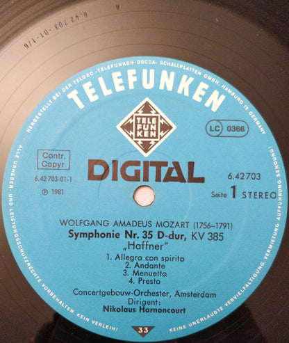 Wolfgang Amadeus Mozart - Concertgebouworkest, Nikolaus Harnoncourt : Symphonies Nr.35 »Haffner« & Nr.34 (LP, Blu)