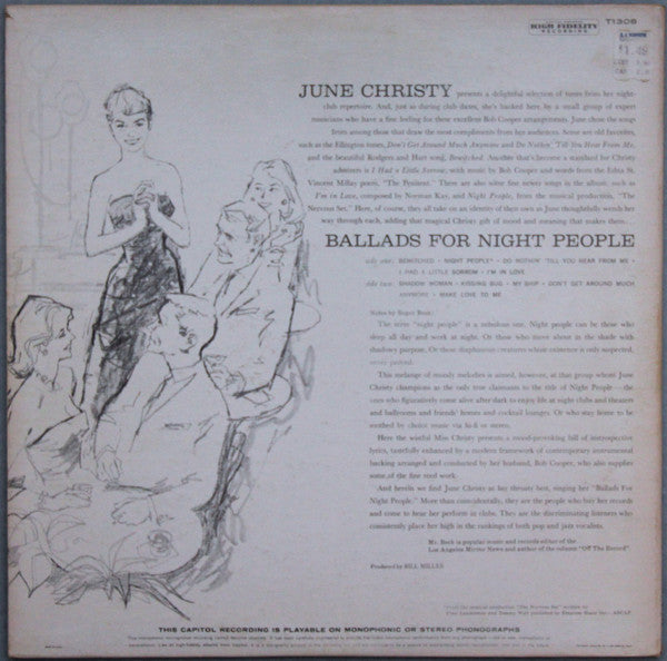 June Christy : Ballads For Night People (LP, Album, Mono, RP, Scr)