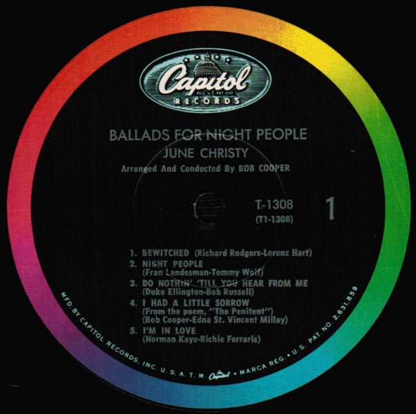 June Christy : Ballads For Night People (LP, Album, Mono, RP, Scr)