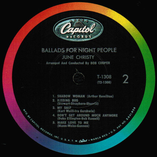 June Christy : Ballads For Night People (LP, Album, Mono, RP, Scr)