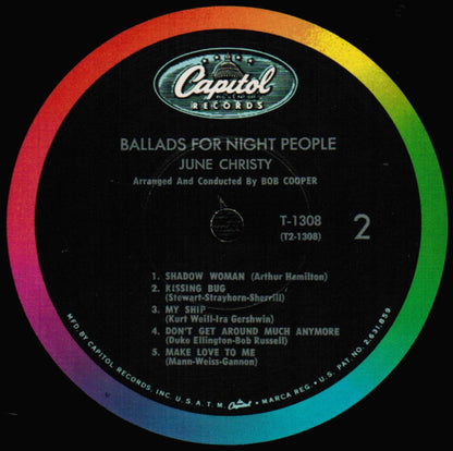 June Christy : Ballads For Night People (LP, Album, Mono, RP, Scr)