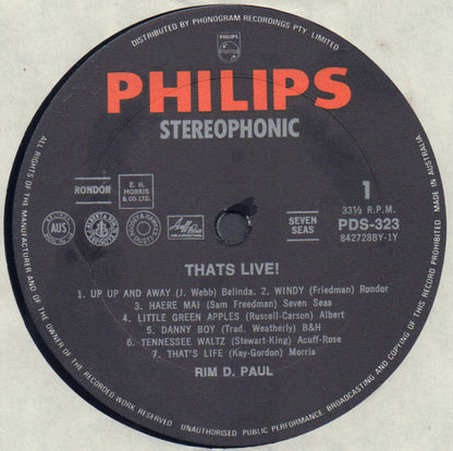 Rim D. Paul With The Escorts (8) : That's Live! (LP, Album)
