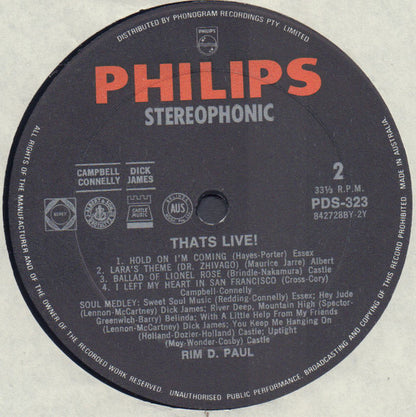 Rim D. Paul With The Escorts (8) : That's Live! (LP, Album)