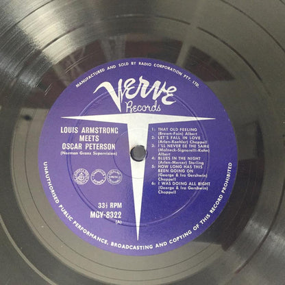Louis Armstrong, Oscar Peterson : Louis Armstrong Meets Oscar Peterson (LP, Album, Mono)