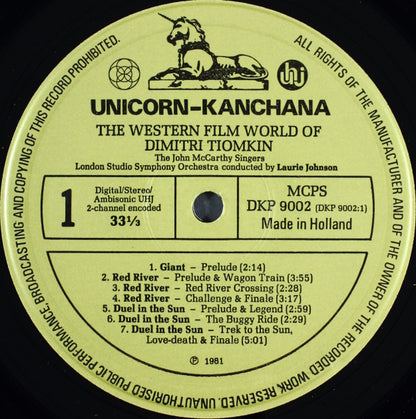 Dimitri Tiomkin, The John McCarthy Singers With The London Studio Symphony Orchestra* Conducted By Laurie Johnson : The Western Film World Of Dimitri Tiomkin  (LP, Album, Amb)